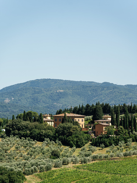 Villa Corsini a Mezzomonte surrounded by rolling Tuscan hills, luxury Jewish wedding venue in Florence, Tuscany.
