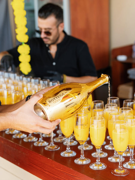 Welcome drinks served during Haldi ceremony at Rubirosa beach bar Athens