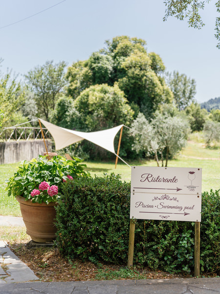 Welcome sign for Tuscany post-wedding pool party celebration