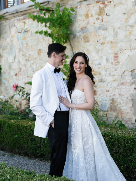 Bride and groom at historic Villa Corsini a Mezzomonte, iconic Florence wedding venue in Tuscany.