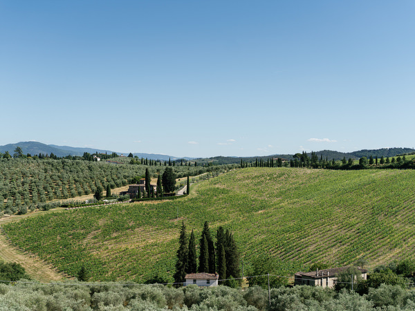 Rolling Tuscan hills surrounding Villa Corsini, luxury destination wedding in Florence, Italy.