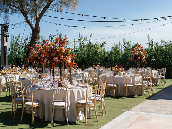 Wide reception view with string lights at Island Resort the Residence on the Athens Riviera