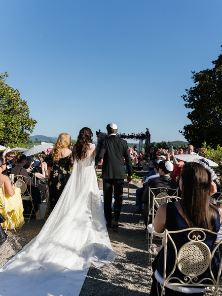 Bride processional at Villa Corsini, elegant Jewish wedding in Florence, Tuscany.