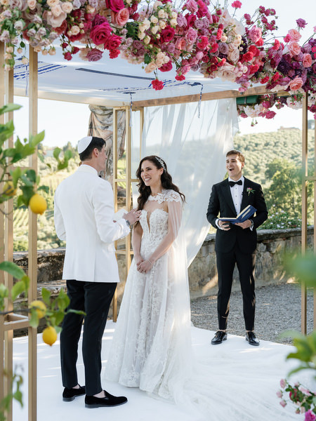 Jewish wedding ring exchange at Villa Corsini a Mezzomonte, Tuscany destination wedding in Florence.