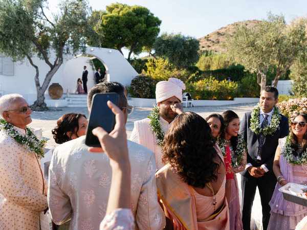 Ceremony preparations beneath Mediterranean light at Island Resort the Residence on the Athens Riviera