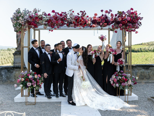 Bridal party portrait at Villa Corsini a Mezzomonte, Tuscany Jewish wedding ceremony in Florence.