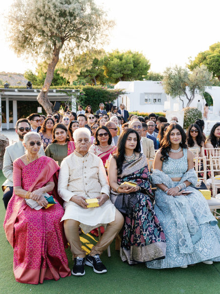 Family members seated during the Hindu ceremony at Island Resort the Residence