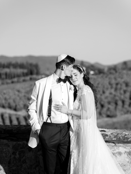 Romantic portrait at Villa Corsini, luxury Jewish wedding in Florence, Tuscany.