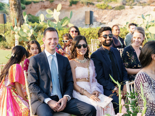 Guests seated during the ceremony at Island Resort the Residence overlooking the Athens Riviera