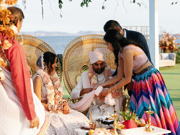 Traditional Hindu ceremony ritual performed at Island Resort the Residence on the Athens Riviera