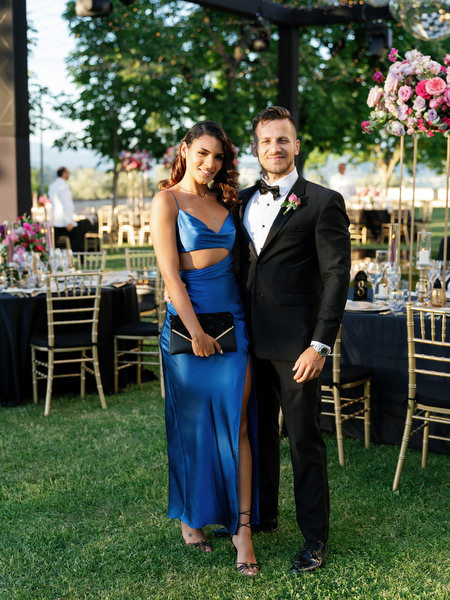 Elegant wedding guests at Villa Corsini Tuscany reception, luxury Jewish wedding in Florence.