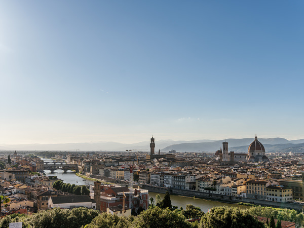 Panoramic view of Florence skyline during Tuscany pre-wedding welcome party