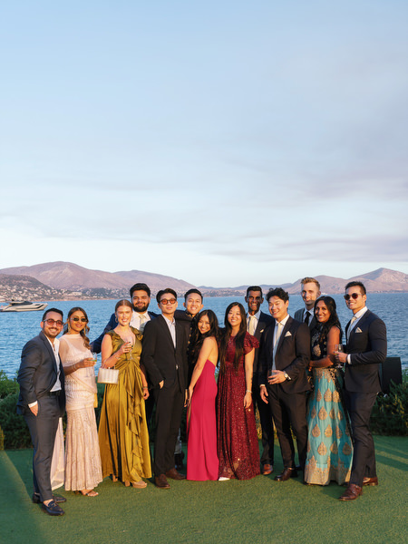 Group portrait with Athens Riviera sea views at Island Resort the Residence