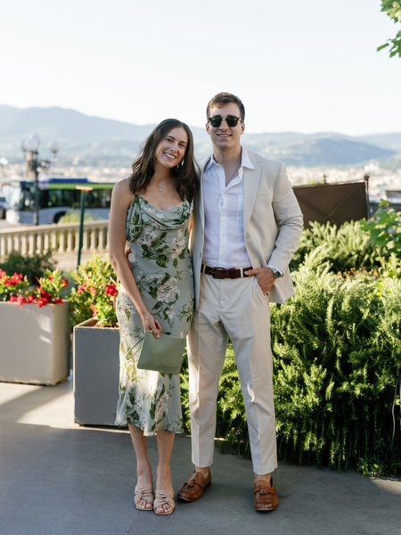 Couple portrait overlooking Florence during sunset