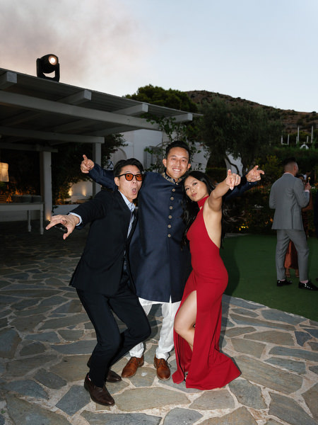 Guests celebrating at dusk during Indian wedding reception at Island Resort the Residence