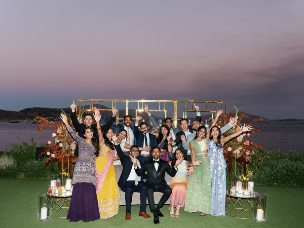 Large group celebration photo at Island Resort the Residence during Athens Riviera reception