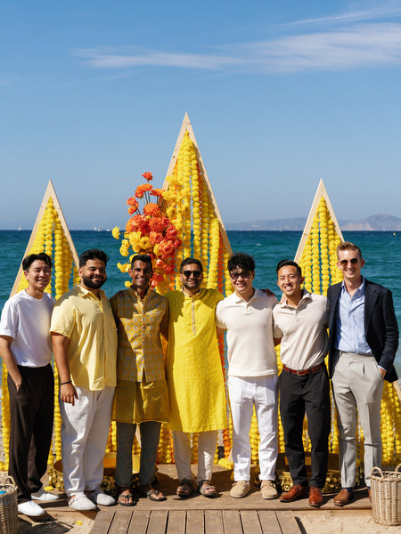 Groom with friends during Haldi ceremony at Rubirosa