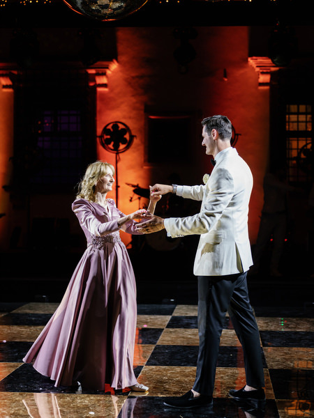 Mother dancing with groom during Jewish wedding reception at Villa Corsini Florence.