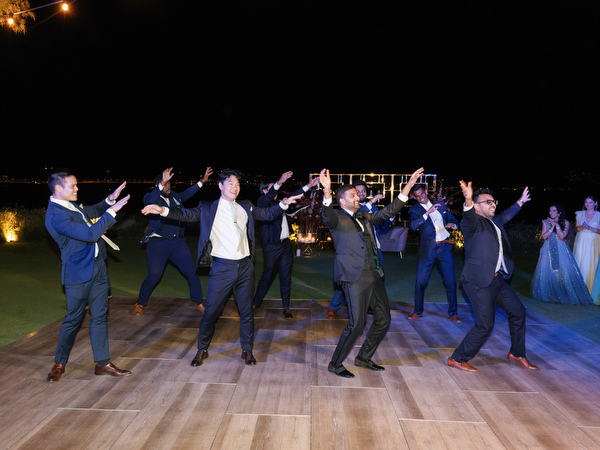 Energetic group dance moment on Athens Riviera at Island Resort the Residence