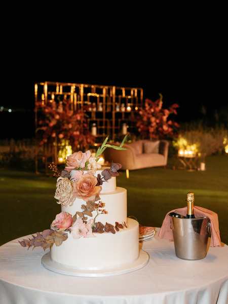 Wedding cake display at Island Resort the Residence during Athens Riviera reception