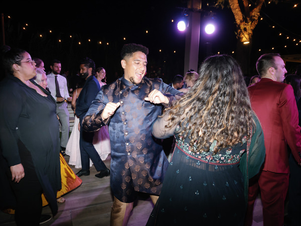 Dance floor celebration during Indian wedding reception at Island Resort the Residence