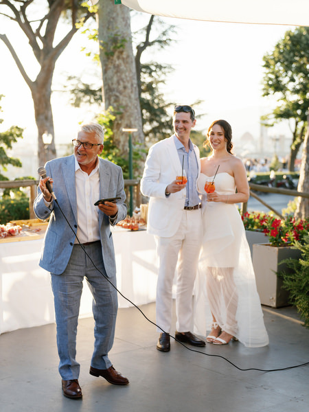 Bride’s father giving emotional speech at Florence pre-wedding dinner