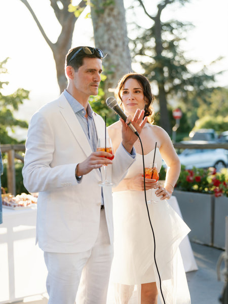 Groom thanking family and friends during Florence welcome event