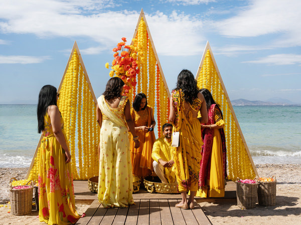 Friends dancing during Haldi ceremony at Rubirosa