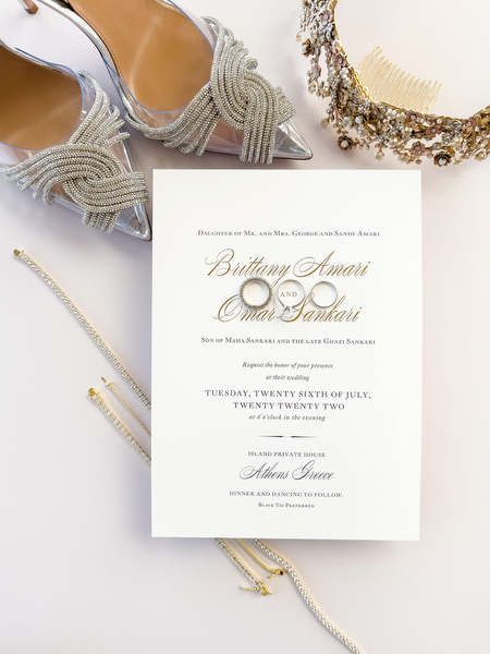 Berta wedding gown and Aquazzura heels in Athens.