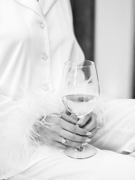 Black and white bridal prep portrait in Athens Greece.