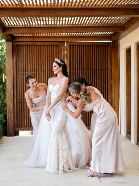 Bridal prep moment at Island Resort Athens Riviera.