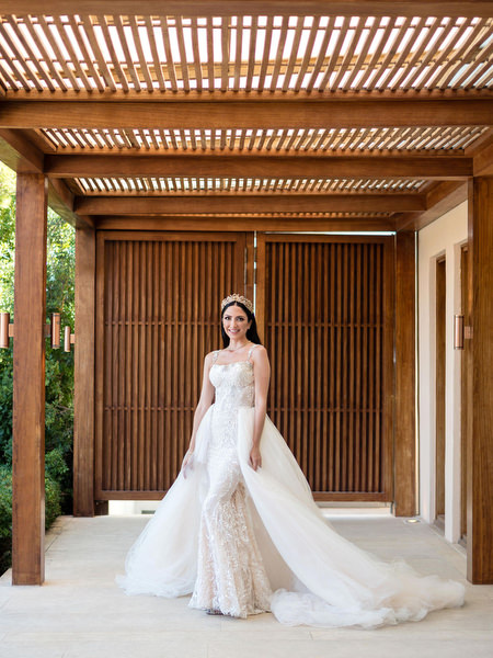 Berta wedding gown portrait at Island Resort Athens Riviera.