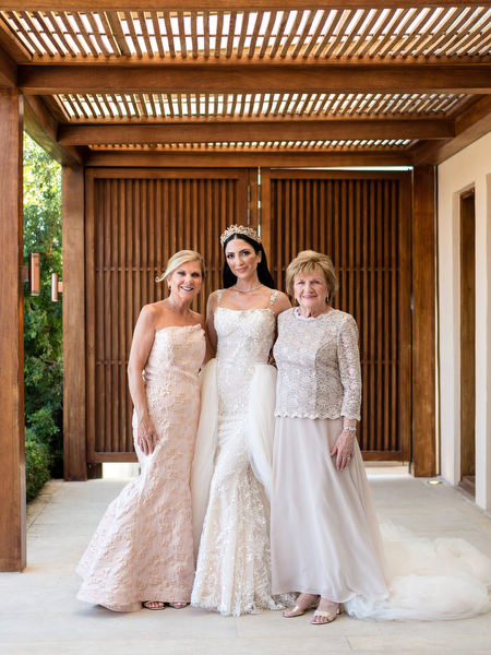 Family portrait at Island Resort Athens Riviera wedding.