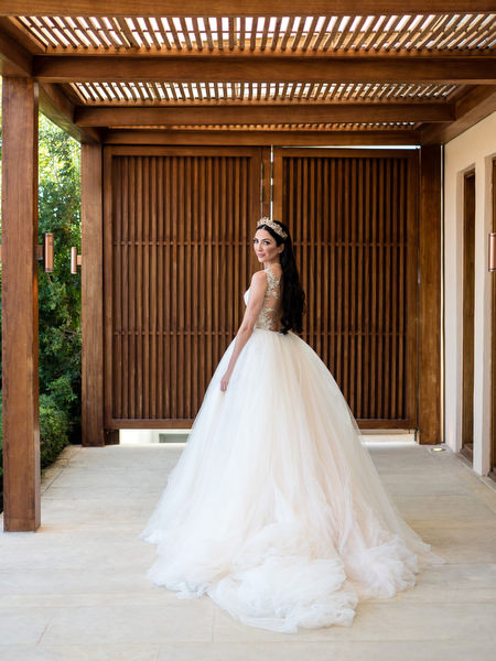 Luxury bridal portrait at Private House Athens Riviera wedding.