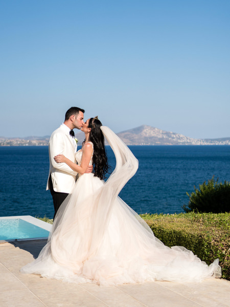 Romantic bridal portrait at Private House Island Resort Athens Riviera.