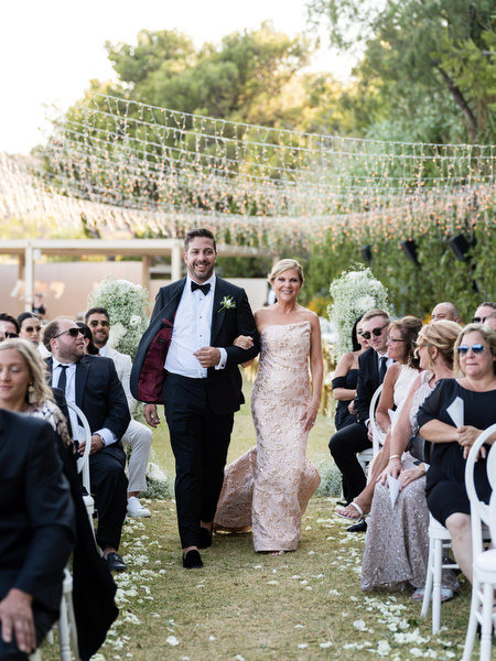 Wedding ceremony processional Athens Riviera.