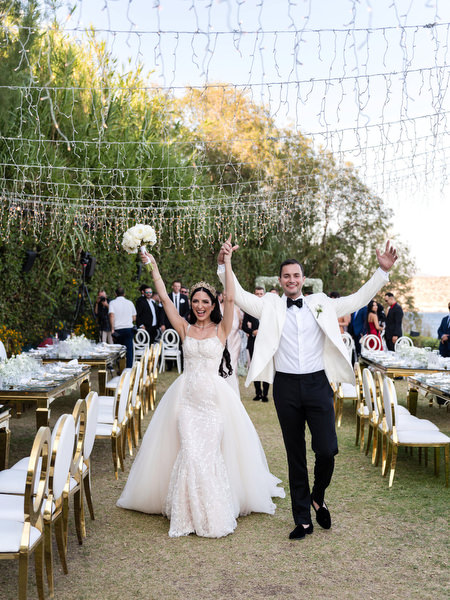 Just married moment at Athens Riviera wedding.