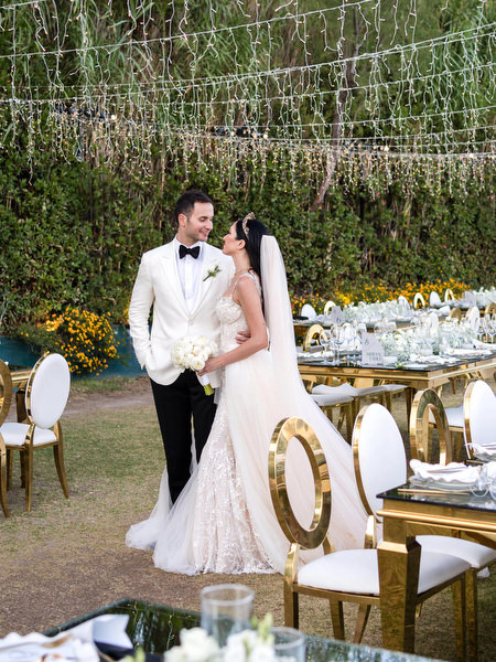 Athens seaside wedding ceremony portrait.