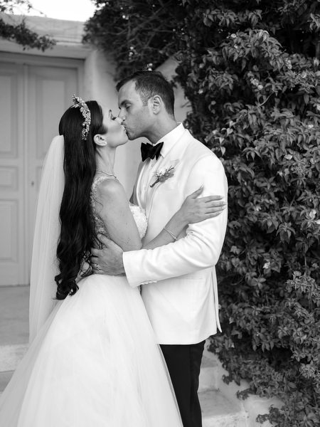 Black and white wedding portrait Athens Riviera.