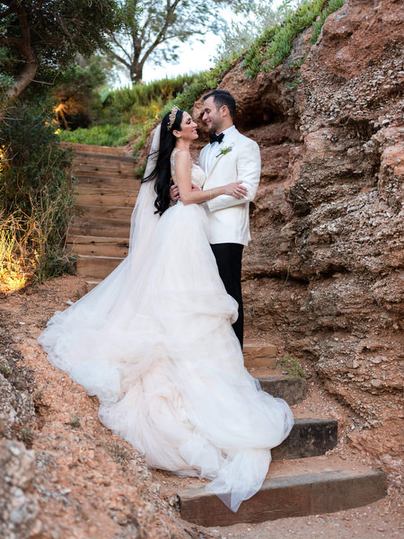 Romantic Athens destination wedding portrait.