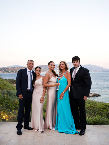Family portrait at Island Resort Athens Riviera Athens wedding.
