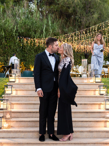 Black and gold reception styling Athens Riviera.