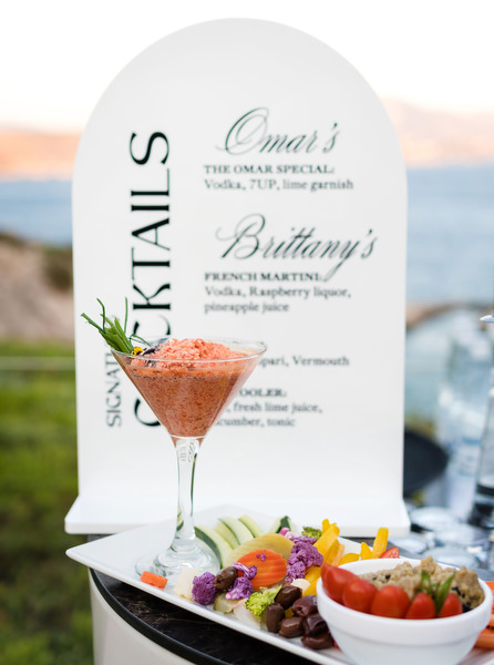 Signature wedding cocktails at Athens Riviera reception.