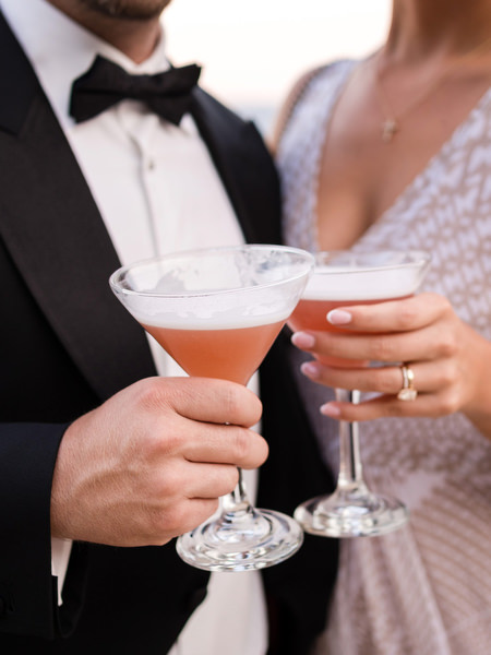 Black tie wedding cocktail moment Athens.