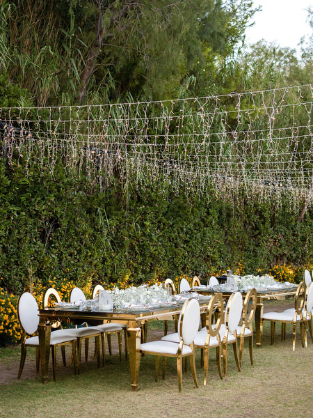 Candlelit outdoor wedding reception Athens.