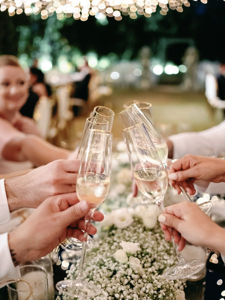Luxury wedding toast at Island Resort Athens Riviera.
