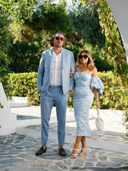 Elegant wedding guests at Island Resort during a stylish Athens wedding on the Athenian Riviera.