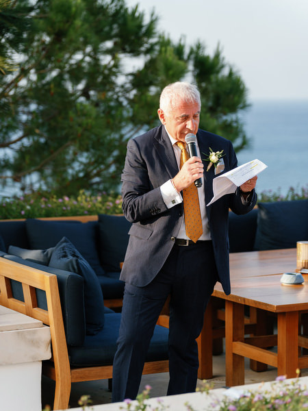 Father of the bride giving speech at Anassa Hotel Cyprus reception.
