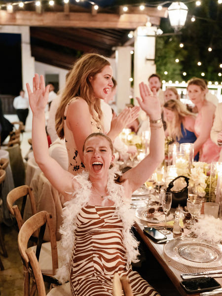 Guest celebrating during outdoor reception at Anassa Hotel Cyprus.