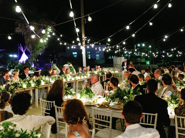 Wedding speech during Antiparos destination wedding reception.